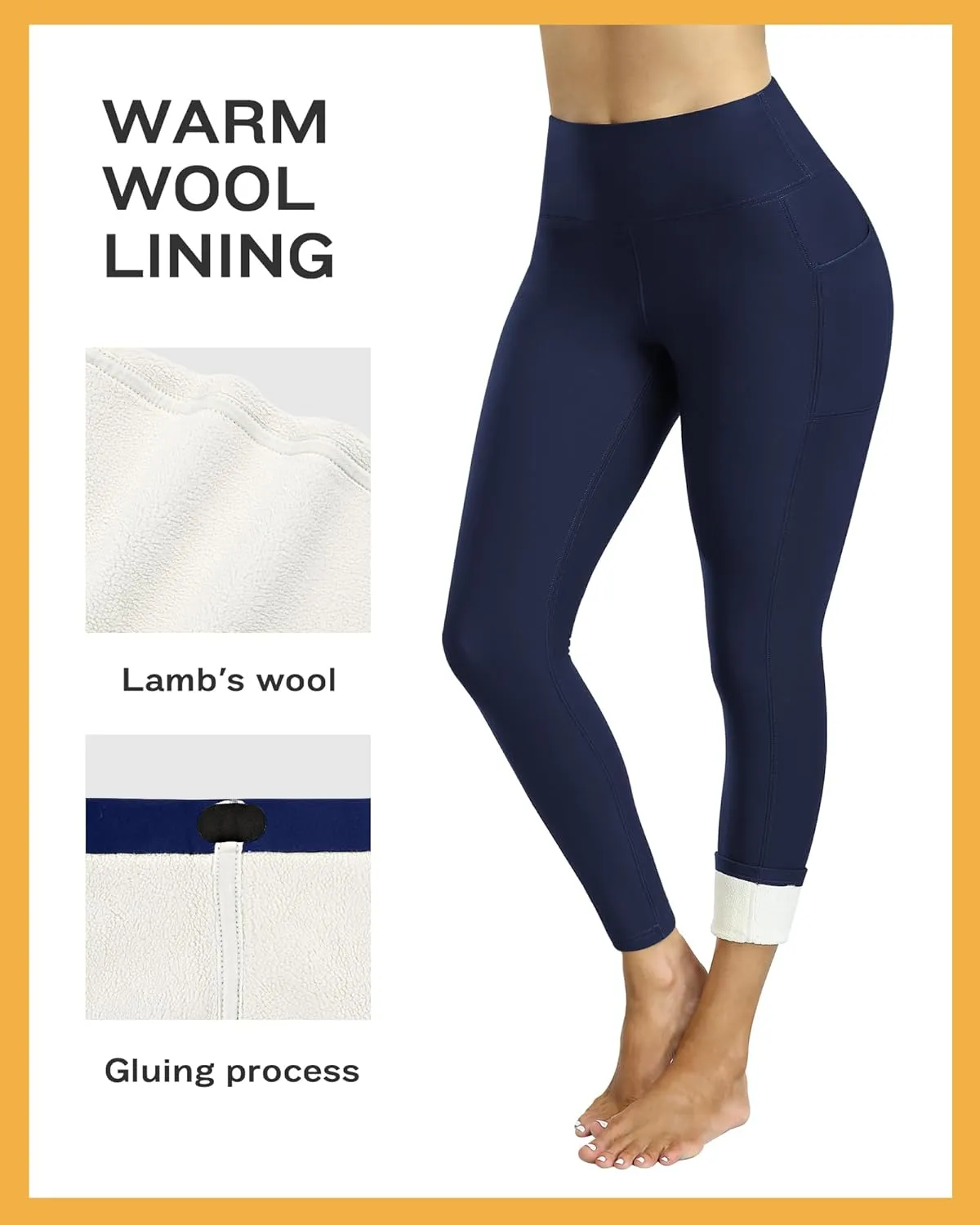CHRLEISURE Fleece Lined Leggings Women with Pockets - Winter Warm Thermal Thick Tights High Waisted Yoga Pants