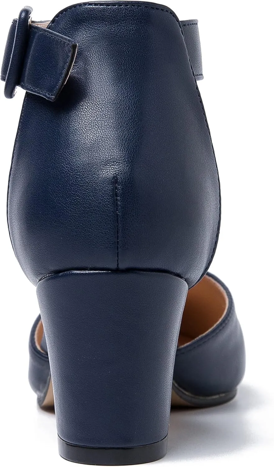 Closed Toe Heels for Women Pointed Toe Heels Low Block Chunky Pumps Ankle Strap D'Orsay Wedding Party Dress Shoes