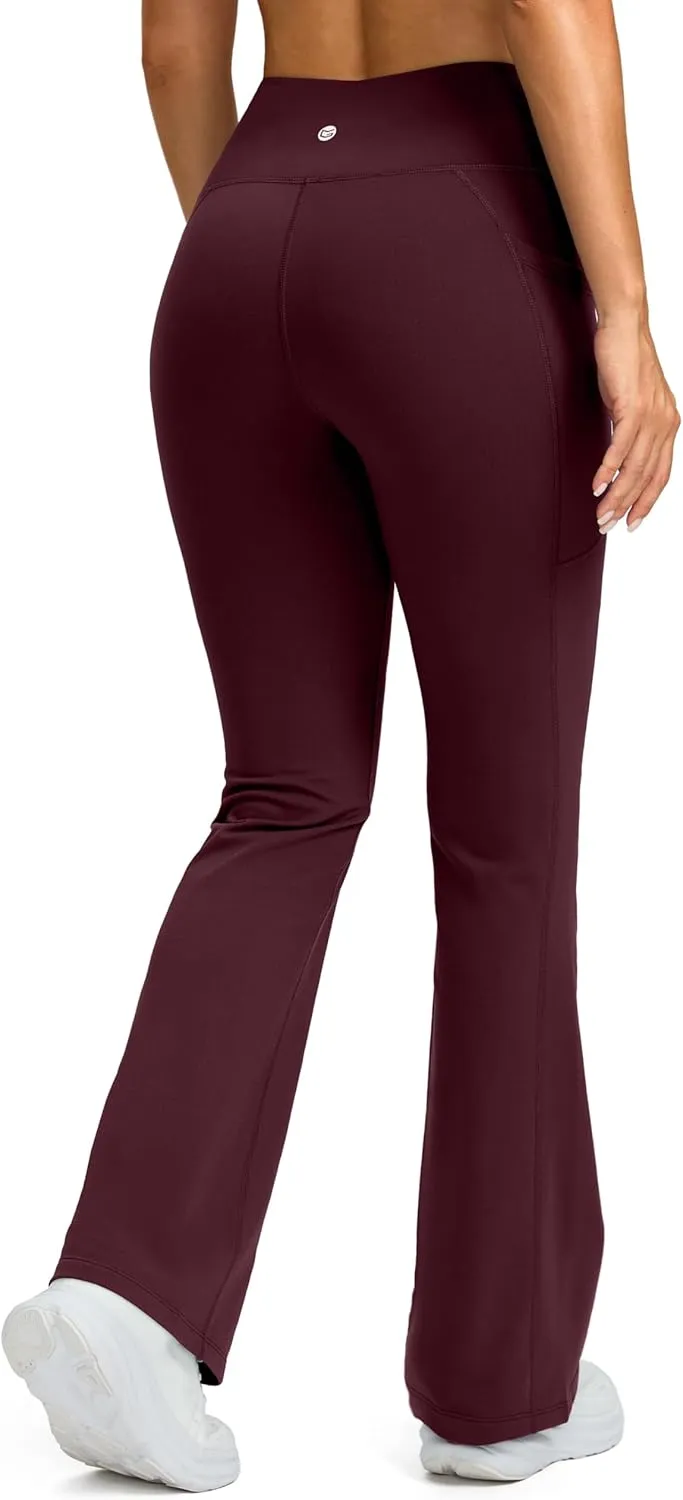 G Gradual Women's Fleece Lined Pants High Waist Winter Thermal Warm Flare Leggings Hiking Yoga Pants Women with Pockets