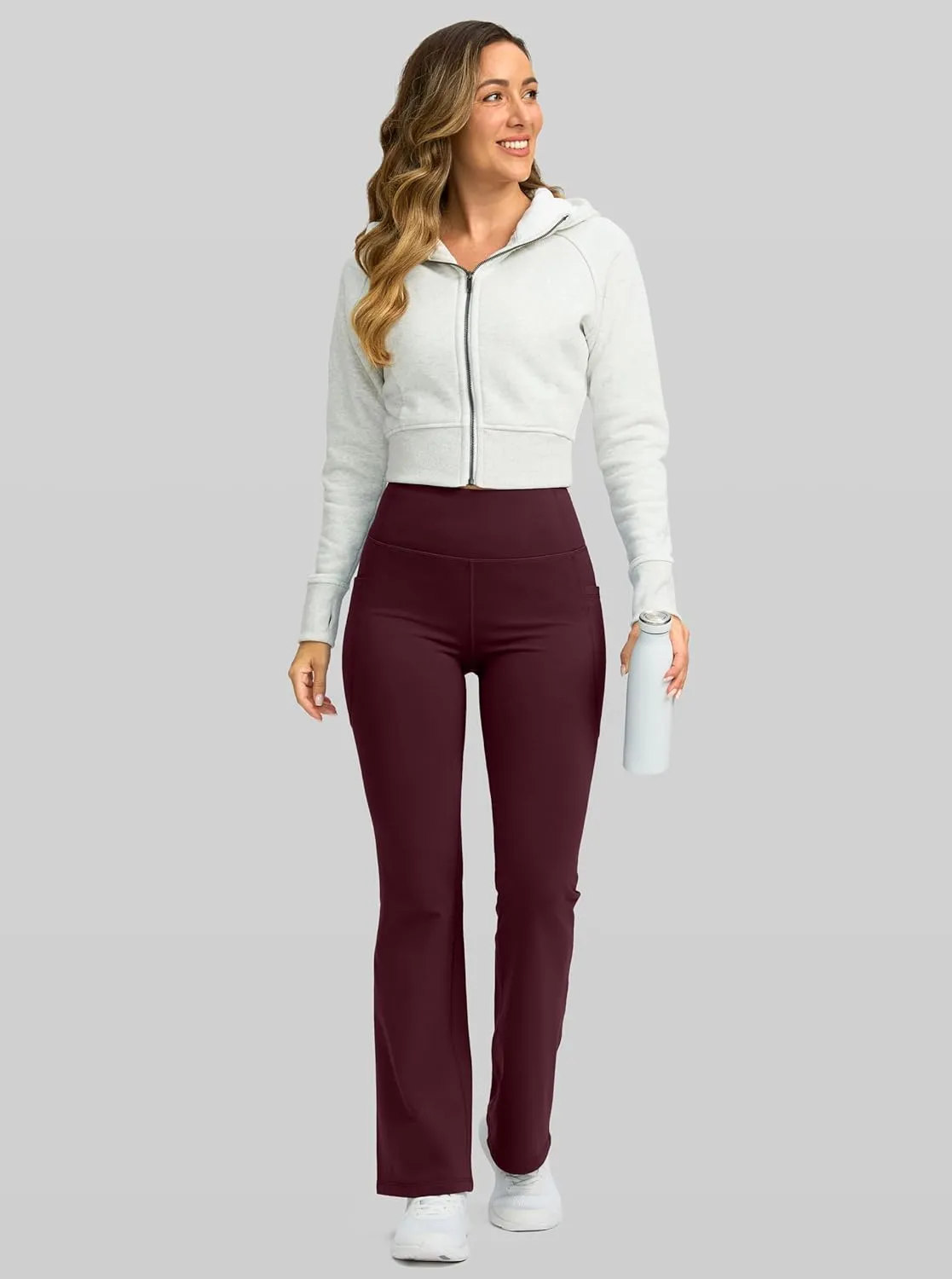 G Gradual Women's Fleece Lined Pants High Waist Winter Thermal Warm Flare Leggings Hiking Yoga Pants Women with Pockets