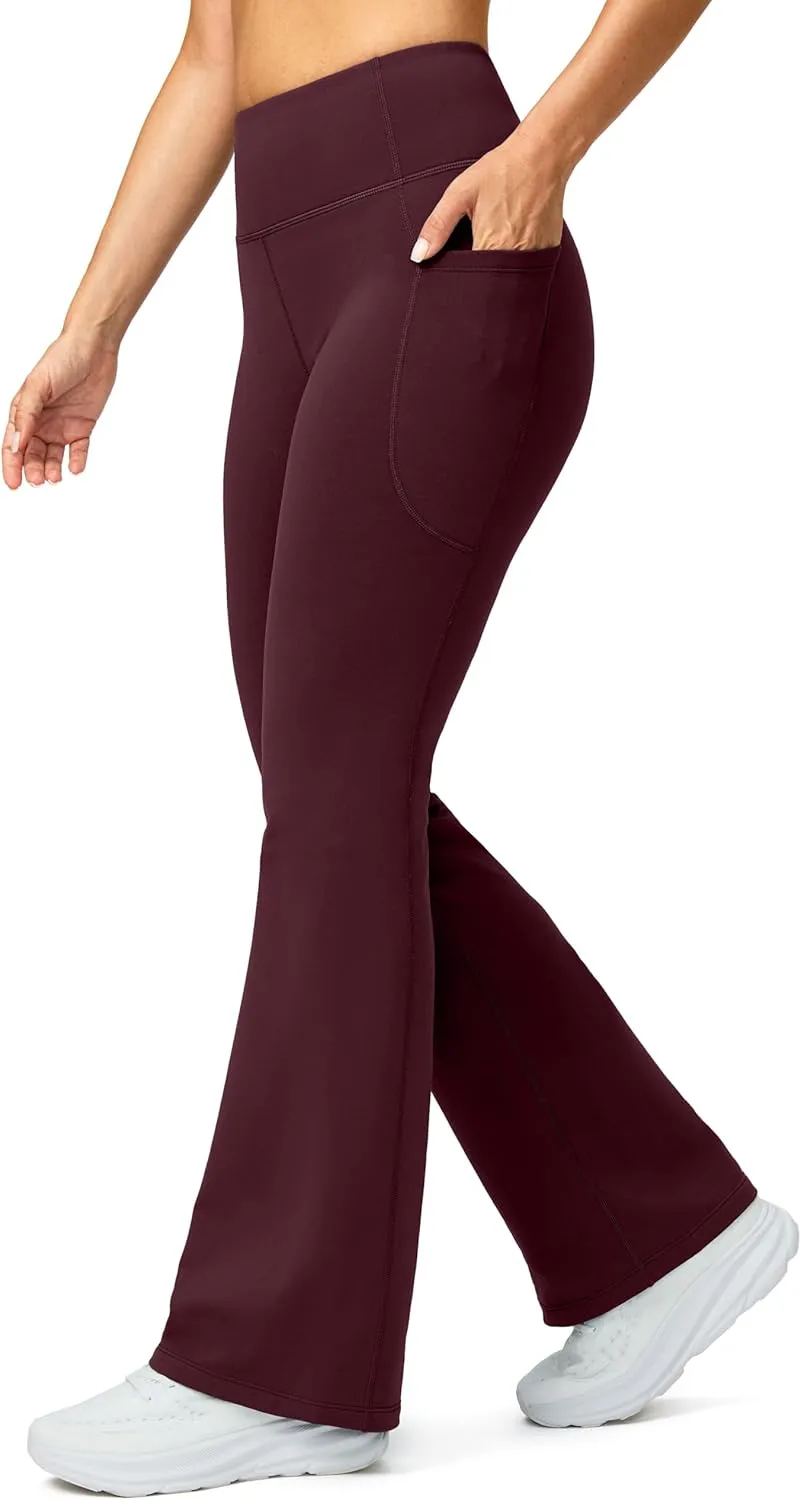 G Gradual Women's Fleece Lined Pants High Waist Winter Thermal Warm Flare Leggings Hiking Yoga Pants Women with Pockets