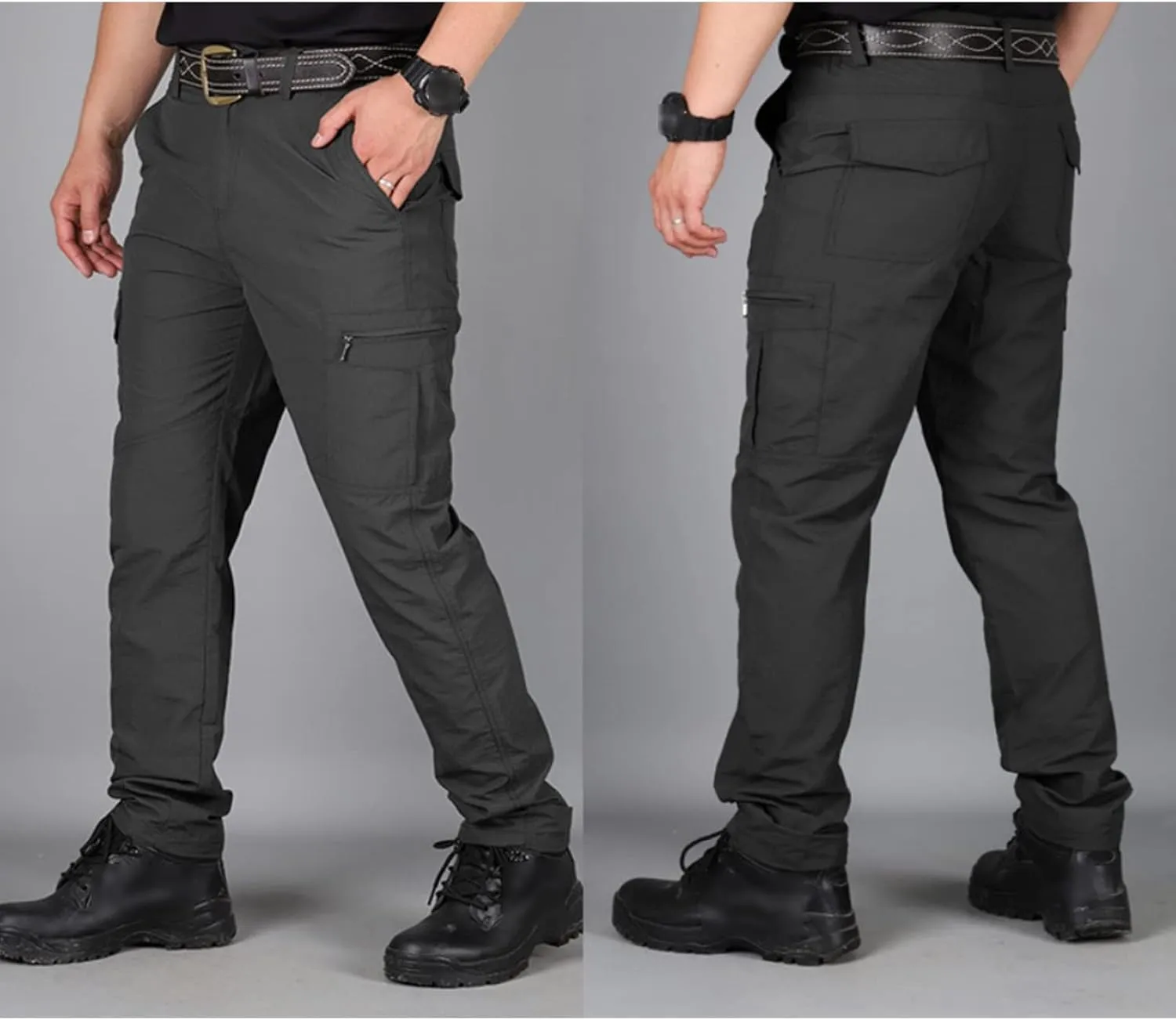 Maiyifu-GJ Men's Outdoor Water Resistant Cargo Pants Lightweight Tactical Multi Pocket Pants Causal Combat Hiking Trousers