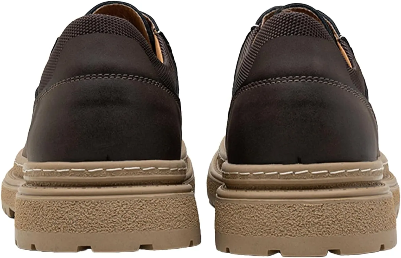 Men's Leather Round Toe Dress Loafers Classic Lace-up Platform Work Shoes Comfortable Non-Slip Breathable Oxford Shoes Fashion Office Business Dress Shoes