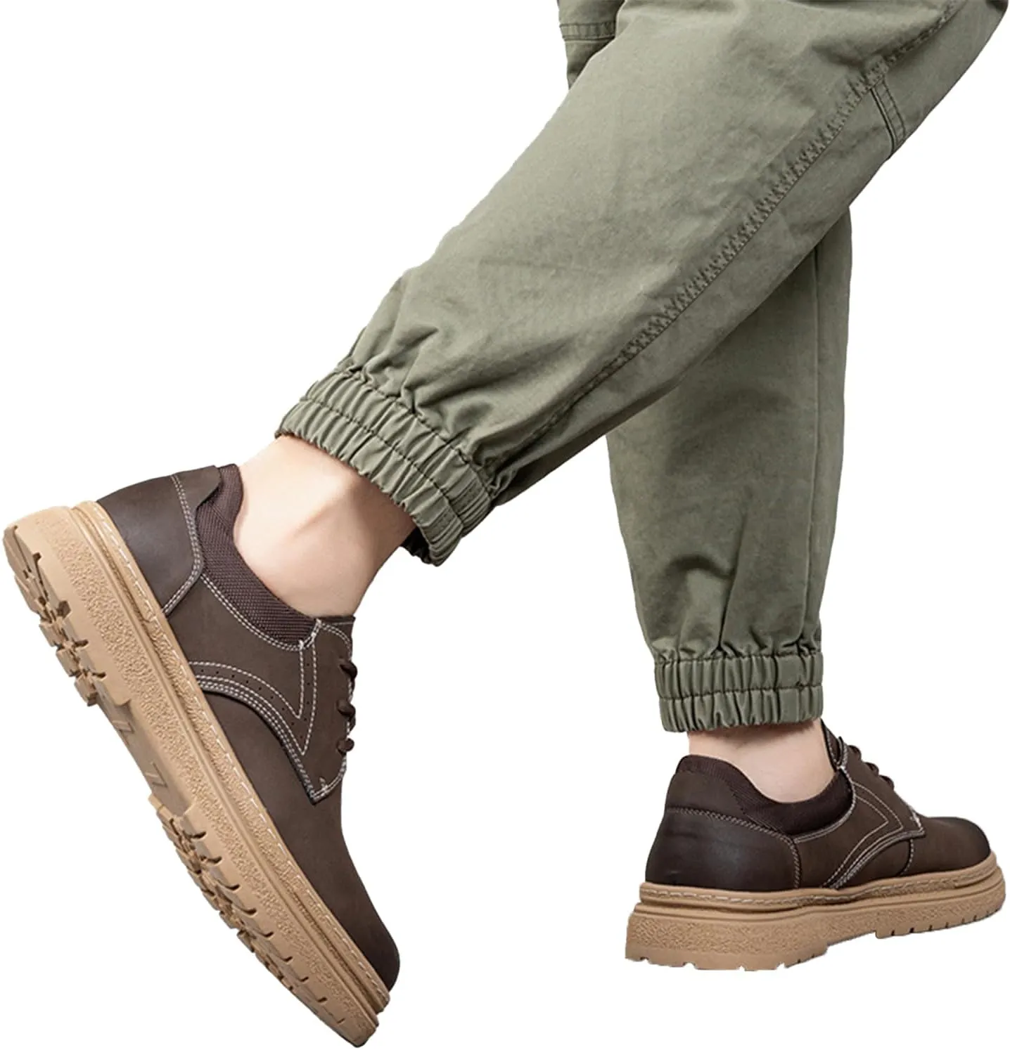 Men's Leather Round Toe Dress Loafers Classic Lace-up Platform Work Shoes Comfortable Non-Slip Breathable Oxford Shoes Fashion Office Business Dress Shoes