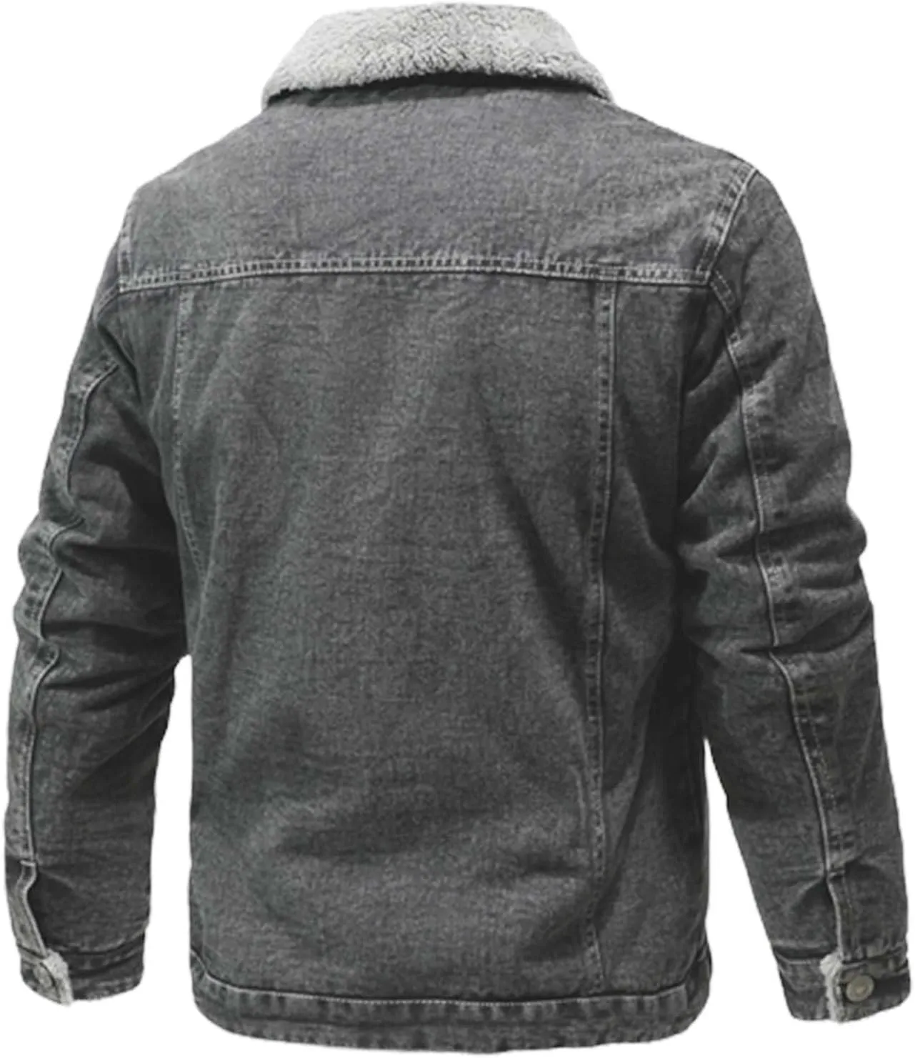 Men's Sherpa Lined Denim Jacket Warm Winter Button Down Classy Casual Trucker Denim Padded Jacket for Men