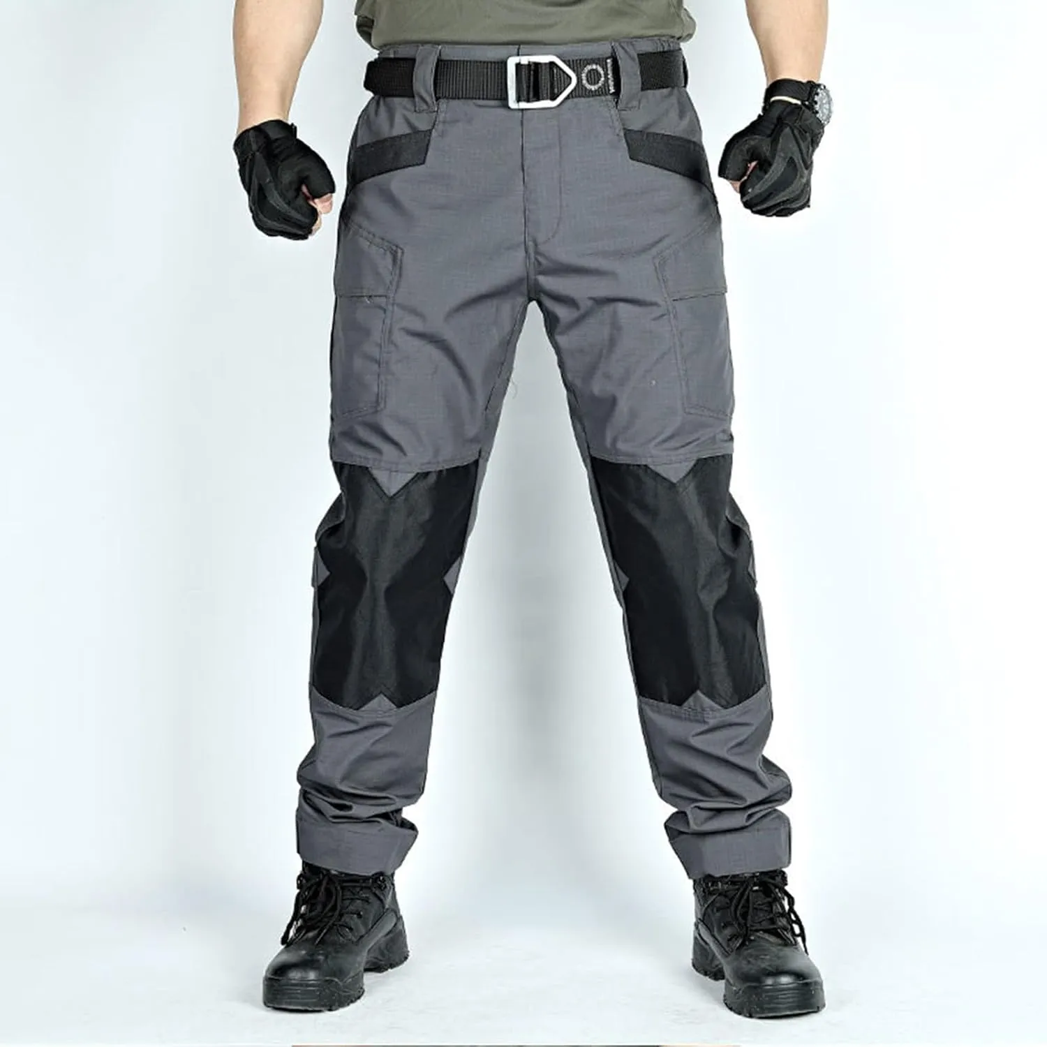 Mens Tactical Pants Outdoor Construction Work Utility Pants Waterproof Combat Cargo Pants with Double Knee Pads