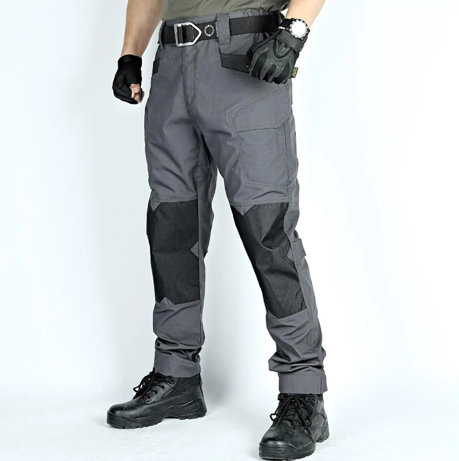 Mens Tactical Pants Outdoor Construction Work Utility Pants Waterproof Combat Cargo Pants with Double Knee Pads