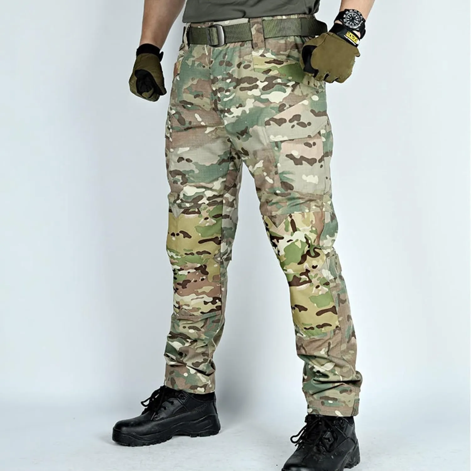 Tactical Hiking Cargo Pants for Men Ripstop Waterproof Stretch Pants Elastic Waist Lightweight Utility Outdoor Apparel