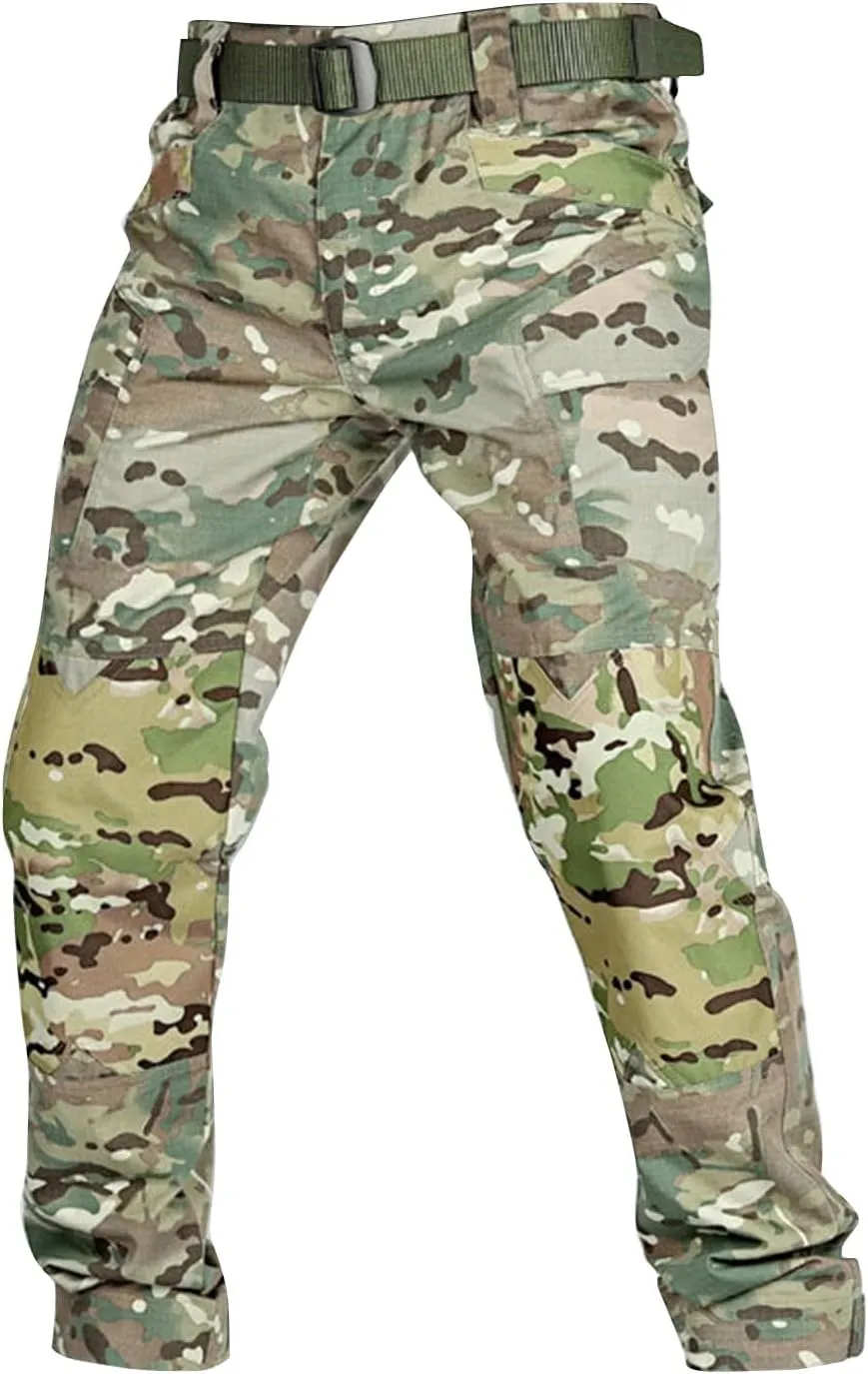 Tactical Hiking Cargo Pants for Men Ripstop Waterproof Stretch Pants Elastic Waist Lightweight Utility Outdoor Apparel