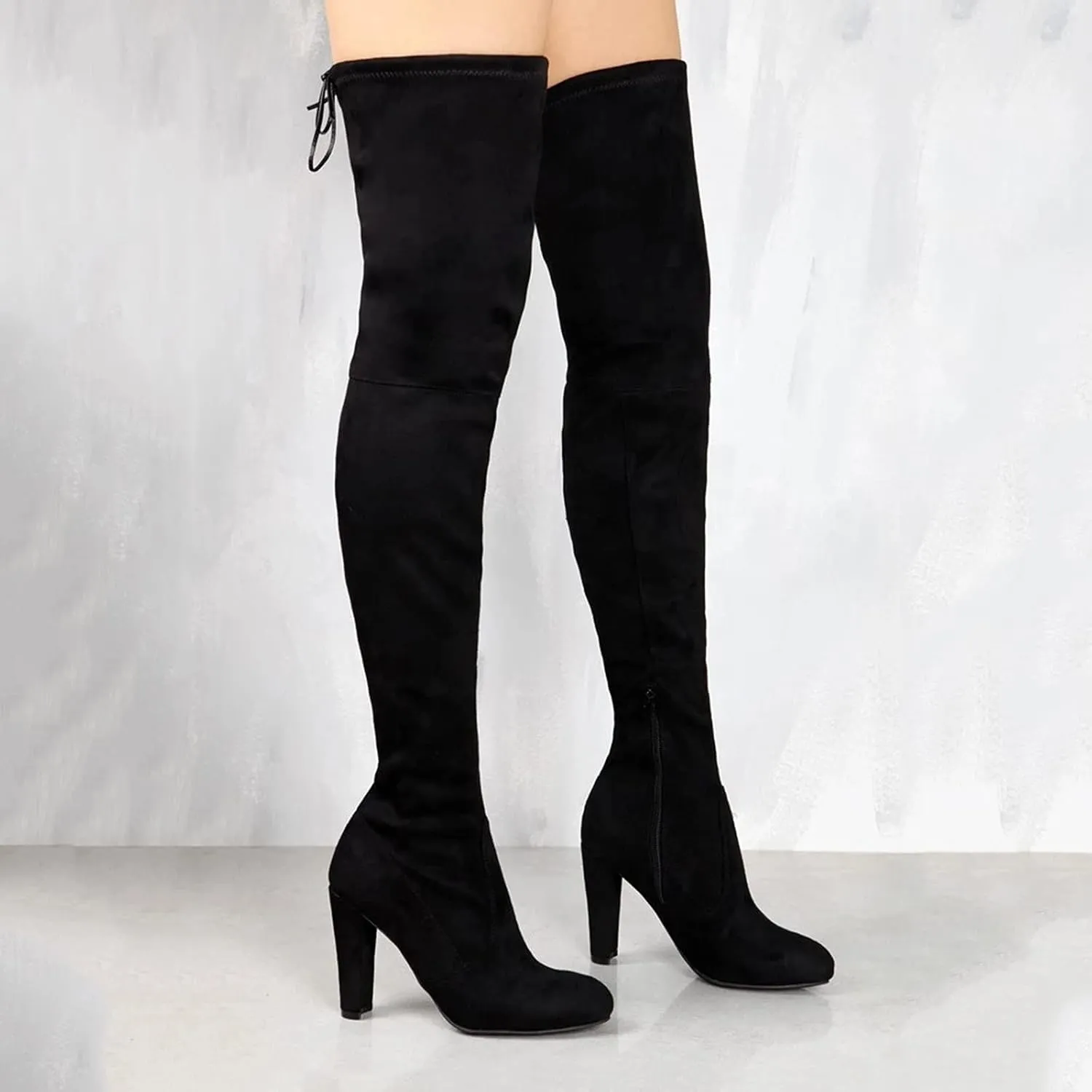 Thigh High Boots for Women Fashion Over The Knee Boots Platform Heels Suede Long Boots Zipper Flat Booties Tall Dress Boots